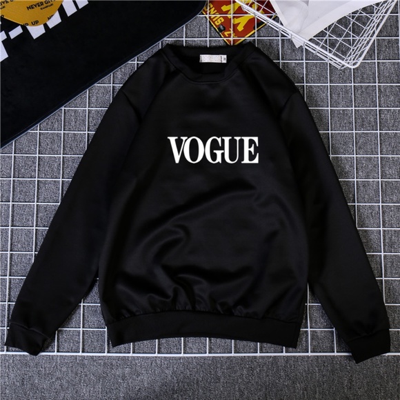 None Sweaters - Vogue Crewneck Sweatshirt Printed Graphic “vogue” on the chest Black & White